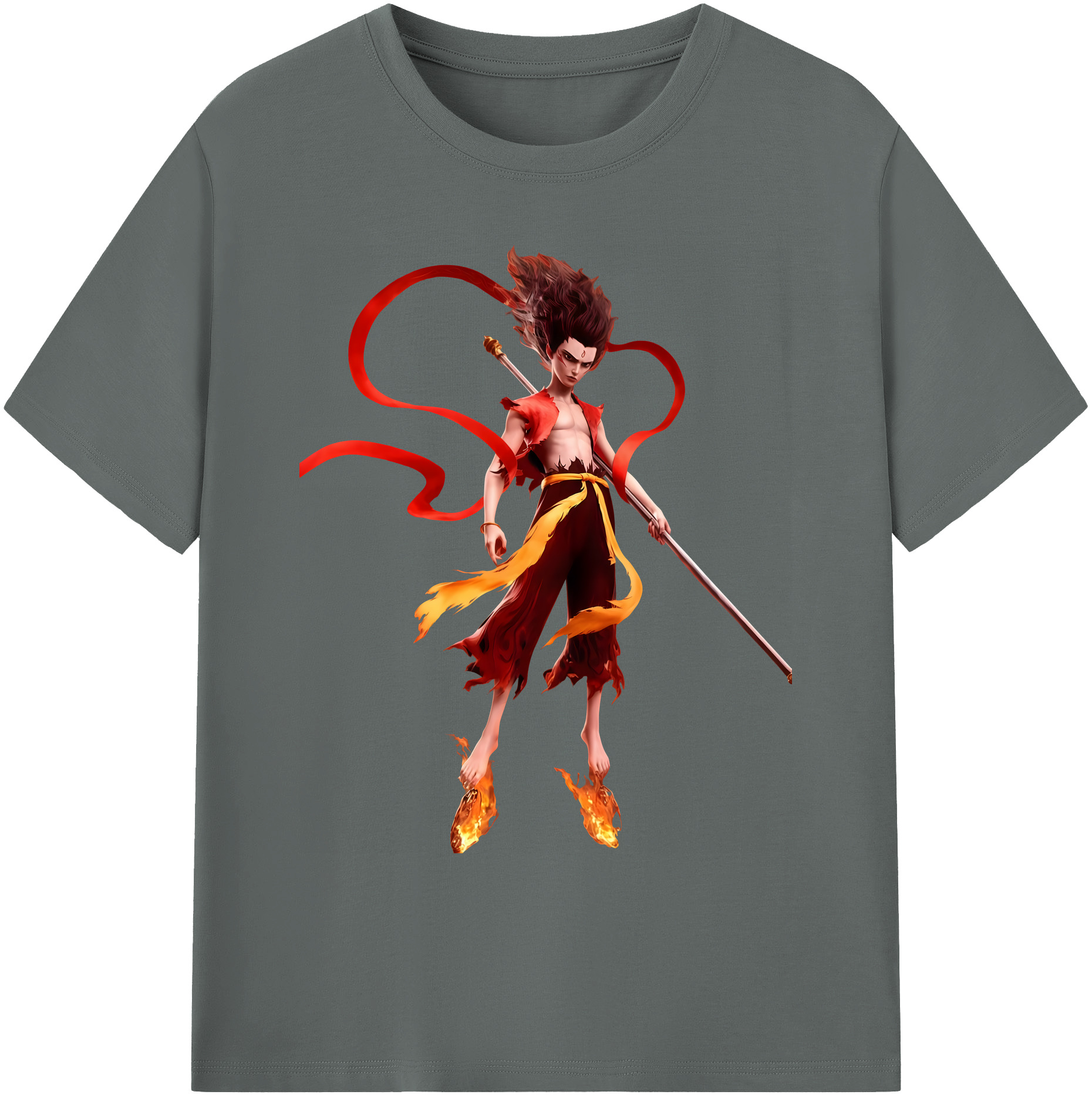 （画像用） Ne Zha 2 ナタ 魔童の大暴れ 綿100％ メンズ半袖Tシャツ｜肌触りやわらか＆通気性